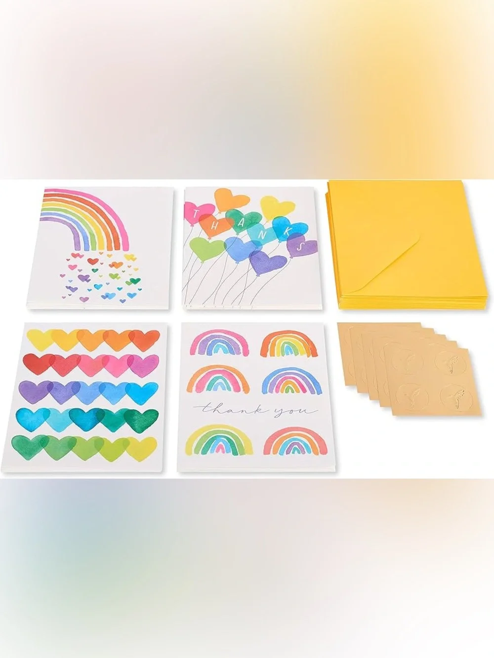 NWT Papyrus Over the Rainbow Stationary Set - Thank You - Set of 20